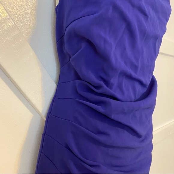 Milly Mishka Ruched Sleeveless Jersey Sheath Midi Dress Blue Purple Sz 14 - Picture 6 of 13